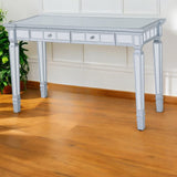 Silver Mirrored Writing Desk with Drawers - Homeroots