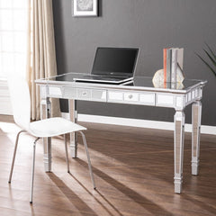Silver Mirrored Writing Desk with Drawers - Homeroots