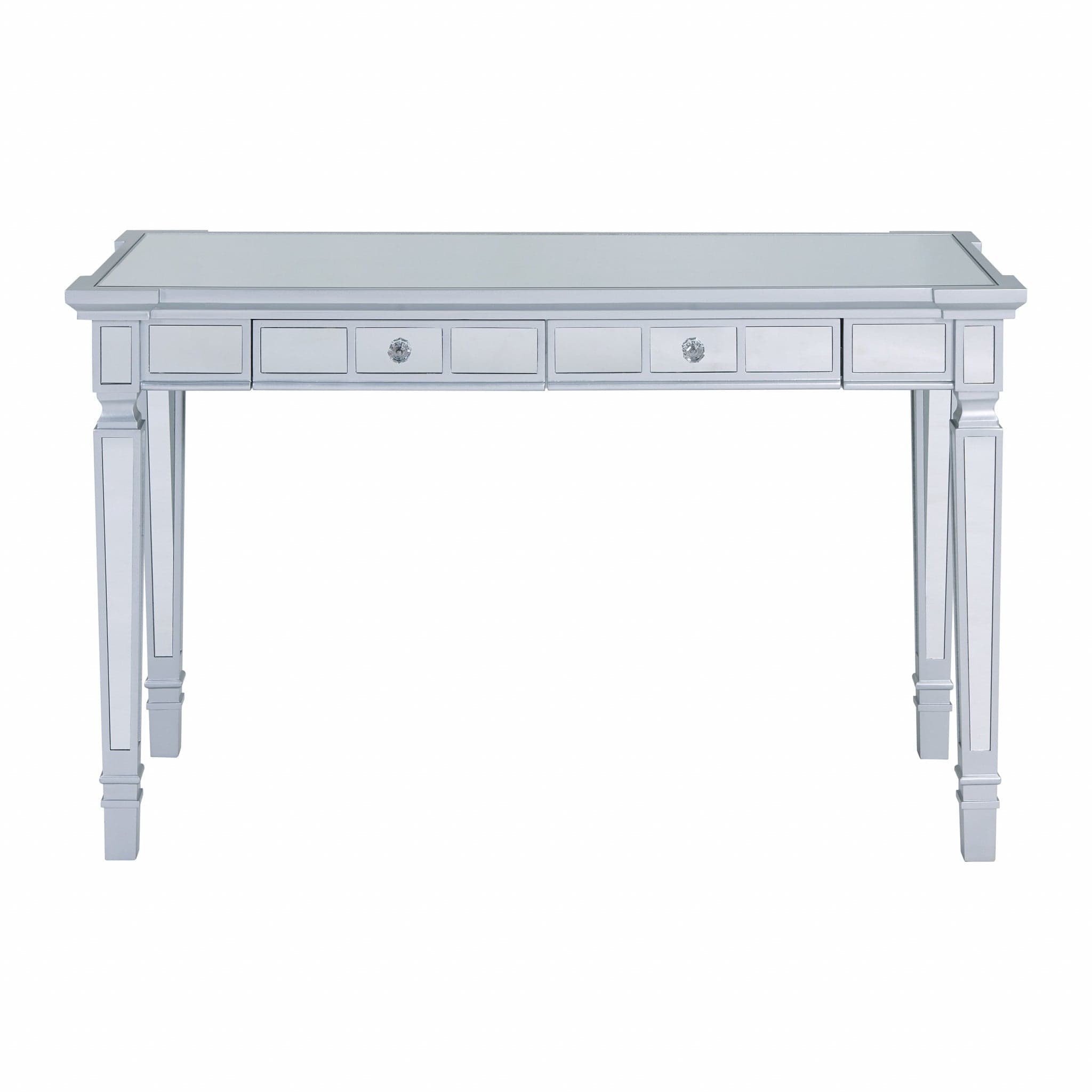 Silver Mirrored Writing Desk with Drawers - Homeroots