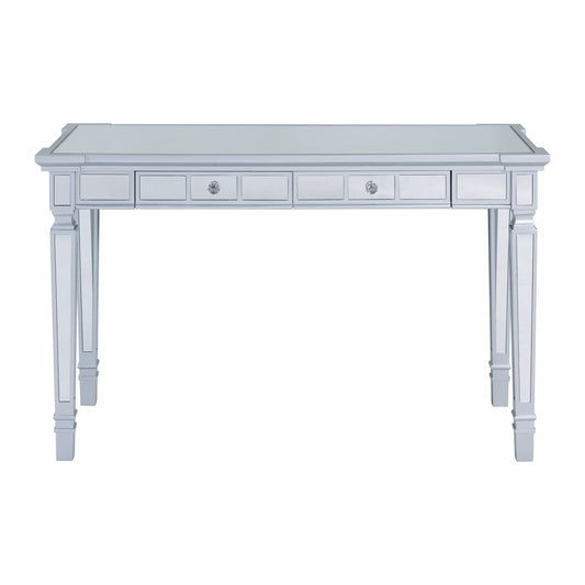 Silver Mirrored Writing Desk with Drawers - Homeroots