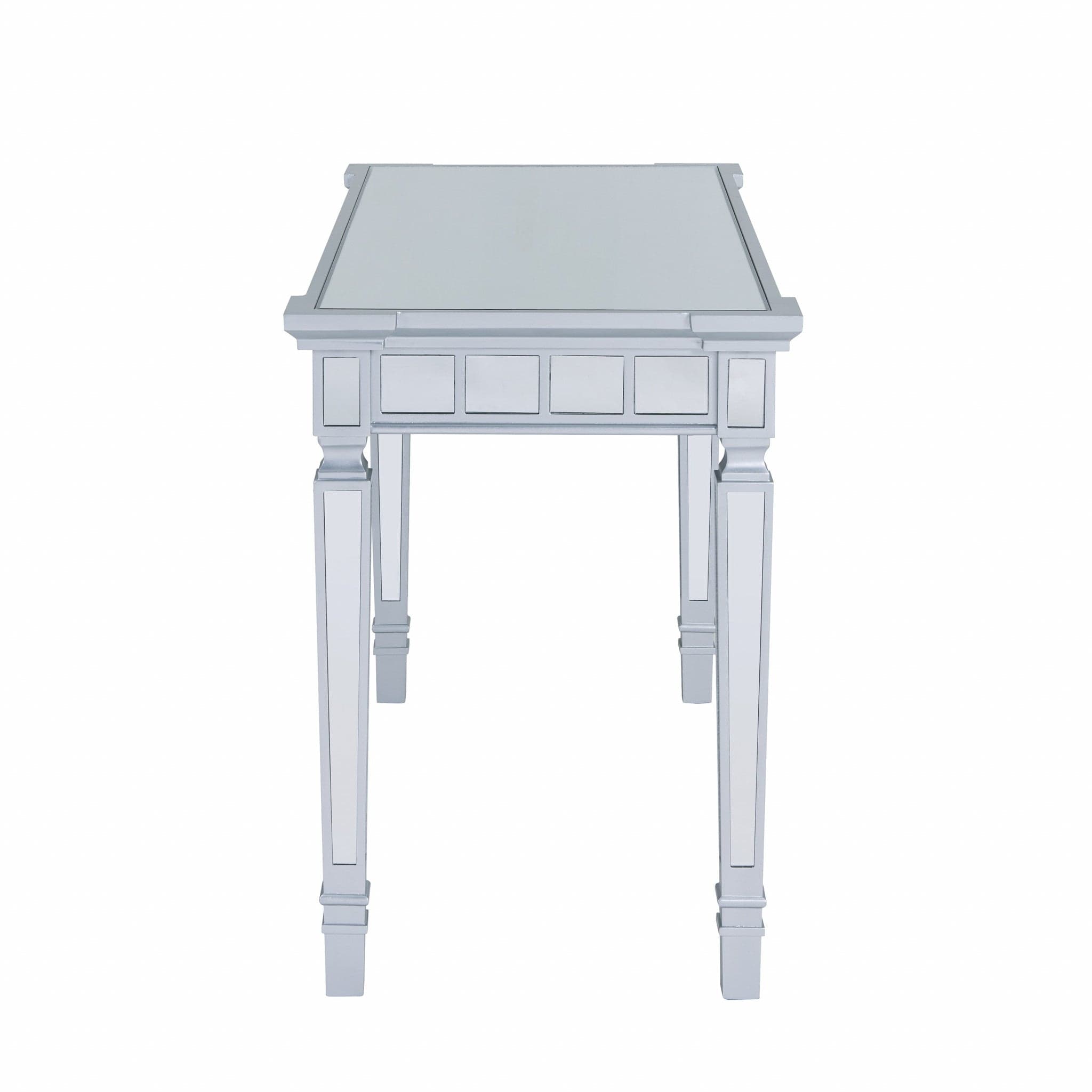 Silver Mirrored Writing Desk with Drawers - Homeroots