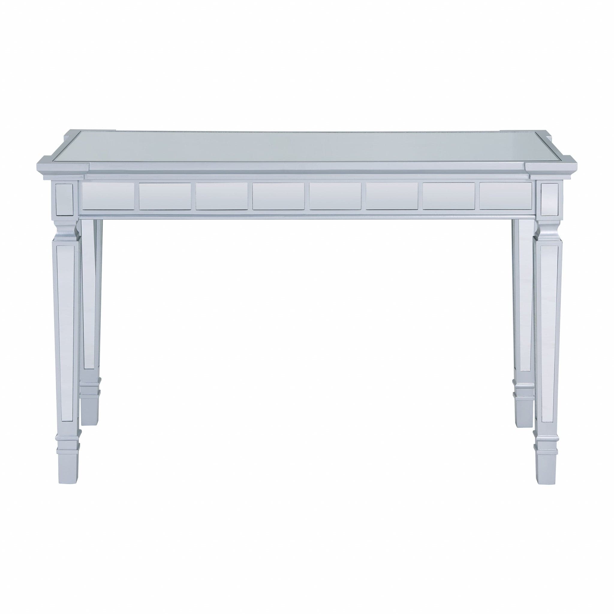 Silver Mirrored Writing Desk with Drawers - Homeroots