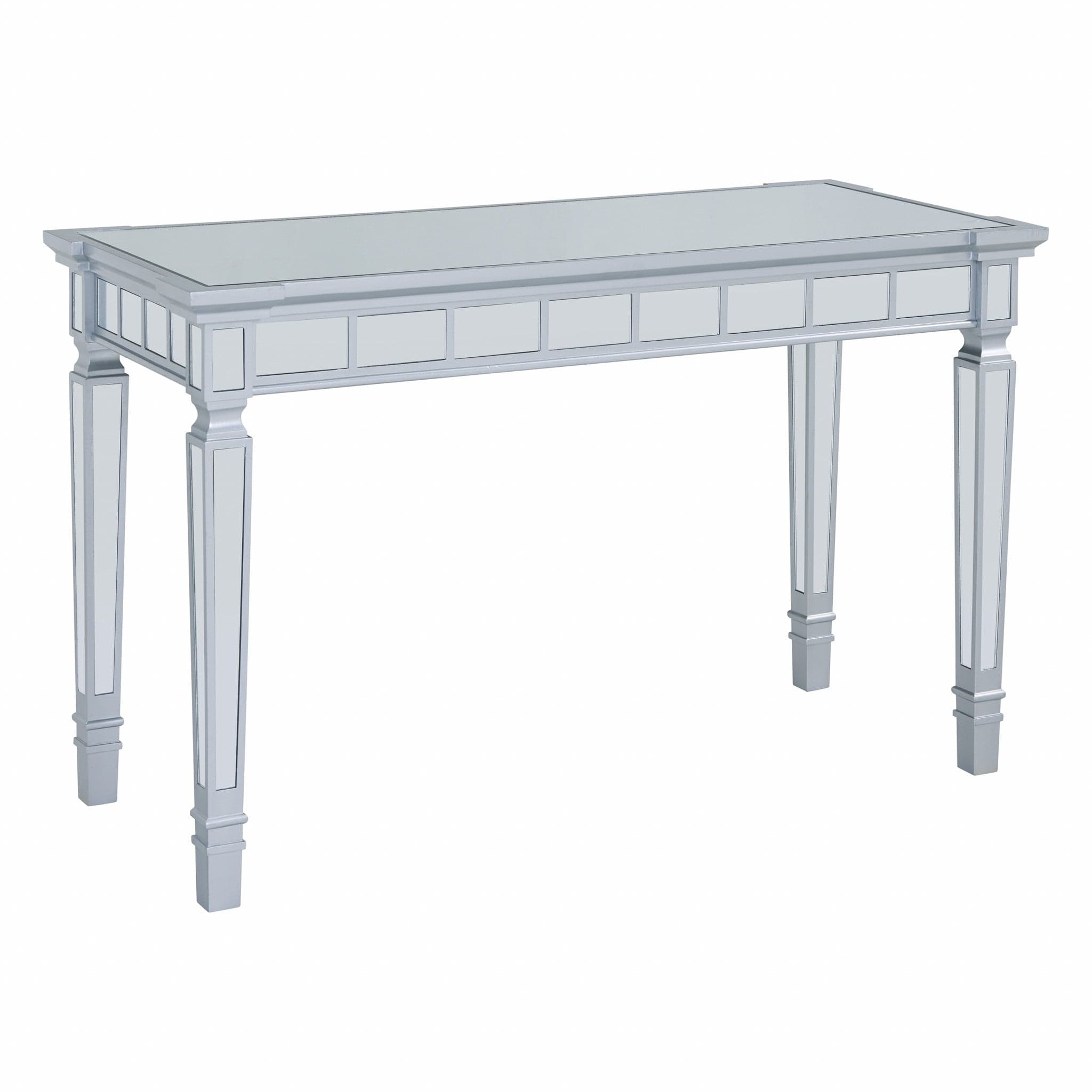 Silver Mirrored Writing Desk with Drawers - Homeroots
