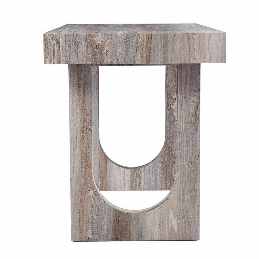 Brown Faux Marble Writing Desk - Homeroots - Flyclothing LLC