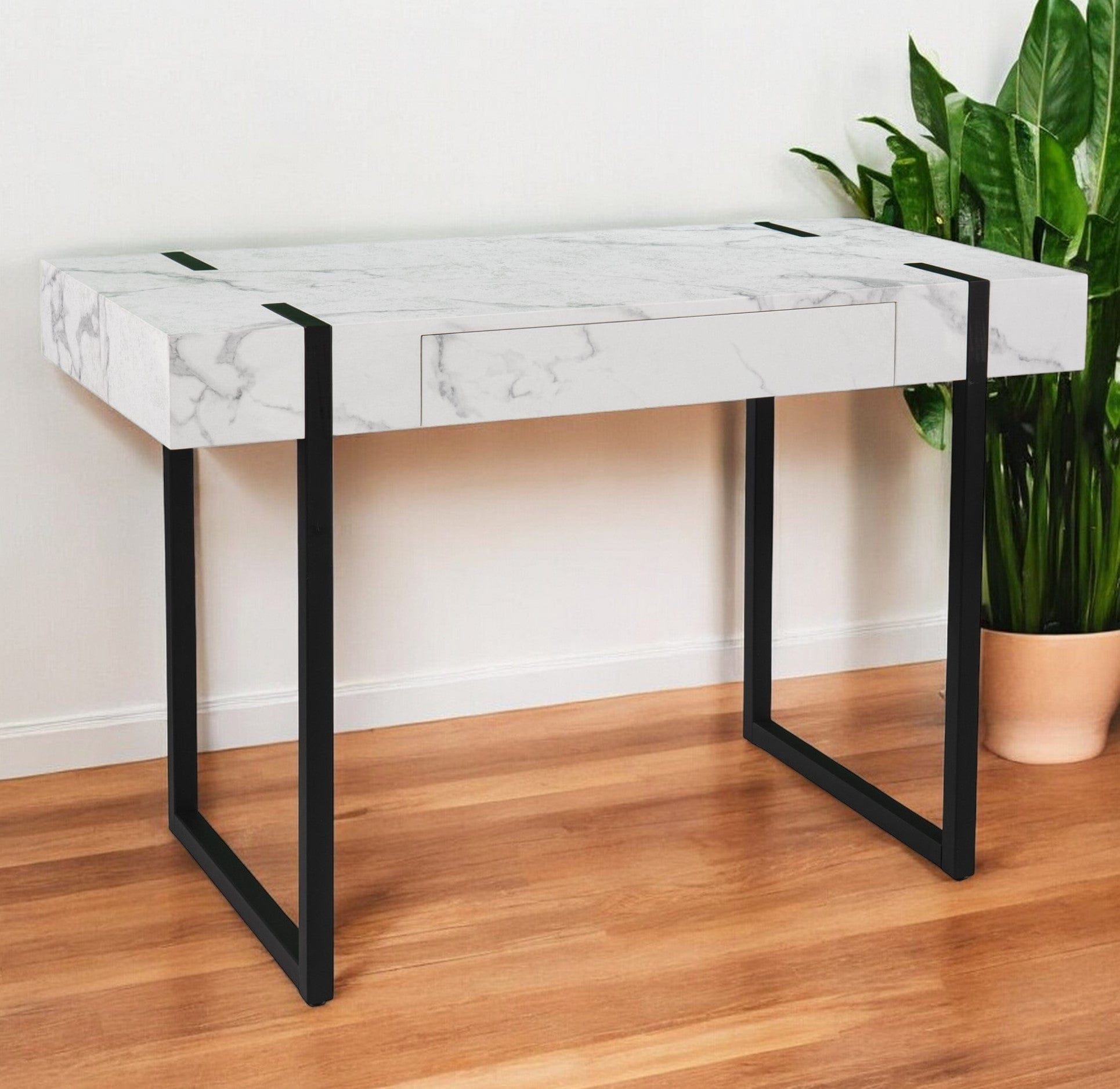45" White And Black Writing Desk - Homeroots - Flyclothing LLC