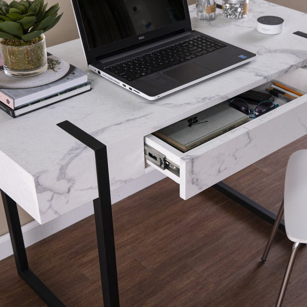 45" White And Black Writing Desk - Homeroots - Flyclothing LLC
