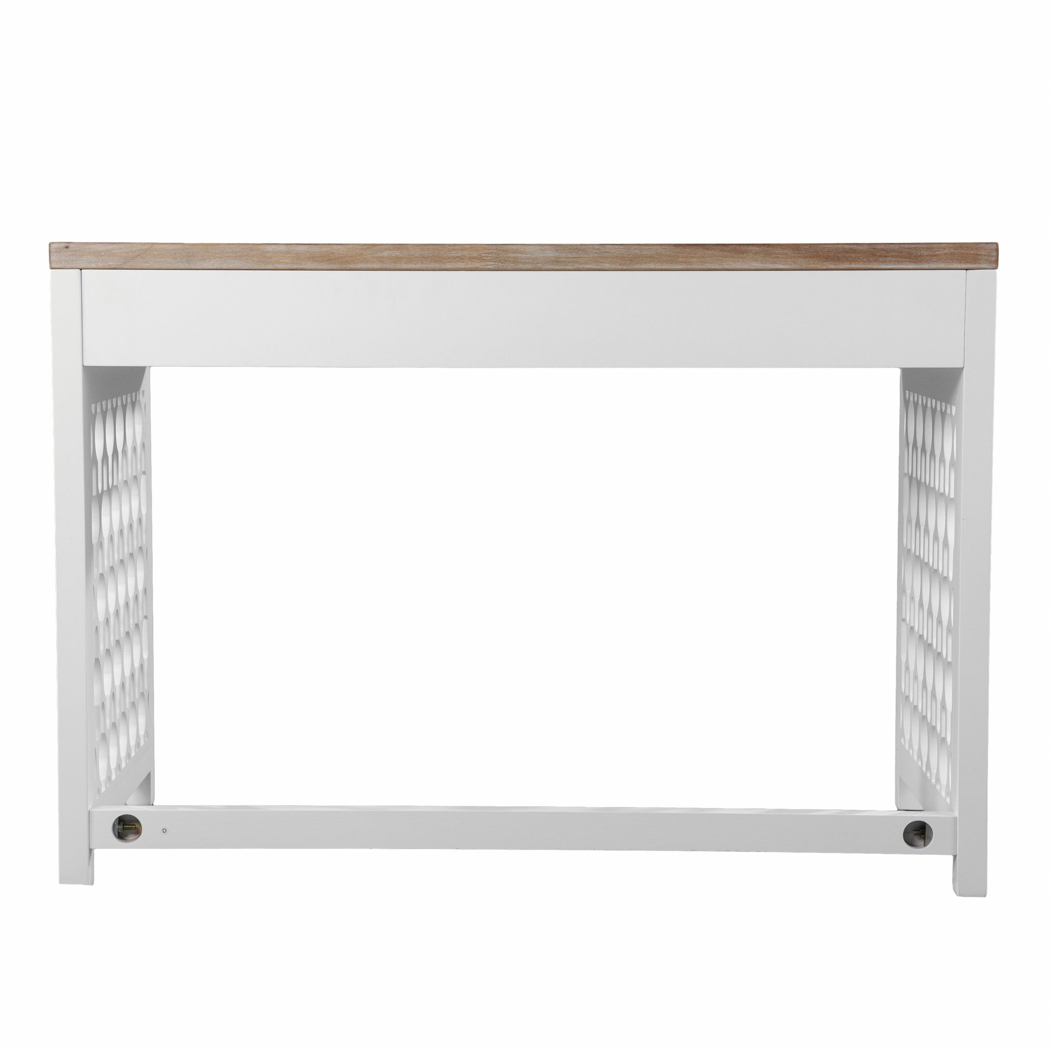 43" Natural And White Writing Desk With Three Drawers