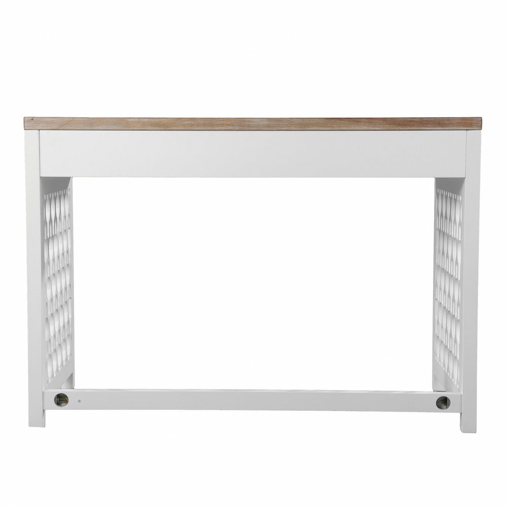 43" Natural And White Writing Desk With Three Drawers - Homeroots - Flyclothing LLC