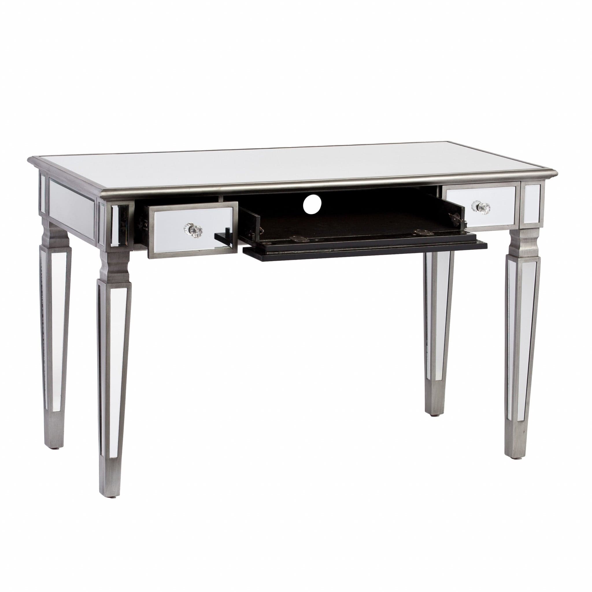 Silver Matte Mirrored Writing Desk - Homeroots
