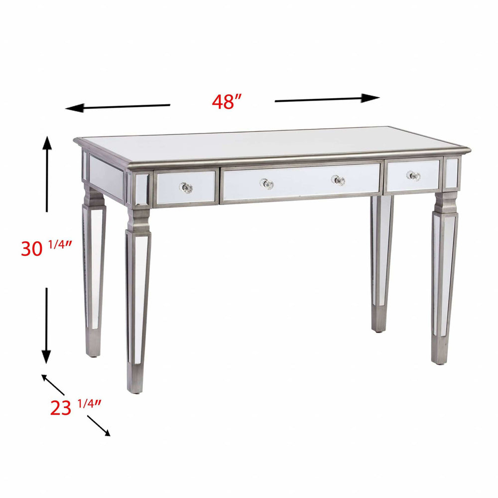 Silver Matte Mirrored Writing Desk - Homeroots - Flyclothing LLC
