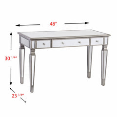 Silver Matte Mirrored Writing Desk - Homeroots