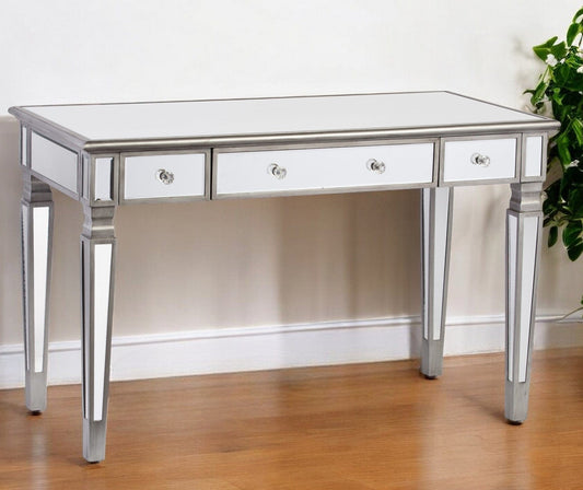 Silver Matte Mirrored Writing Desk - Homeroots