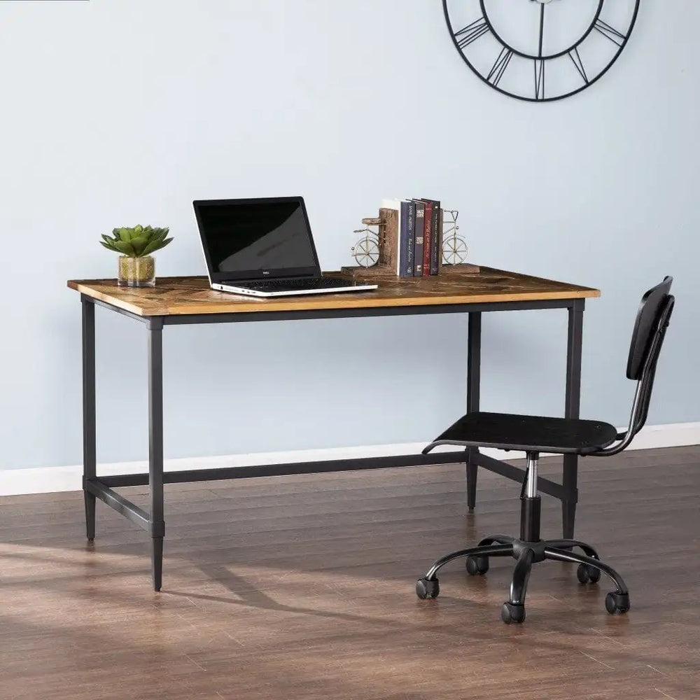 53" Natural And Black Writing Desk - Homeroots - Flyclothing LLC