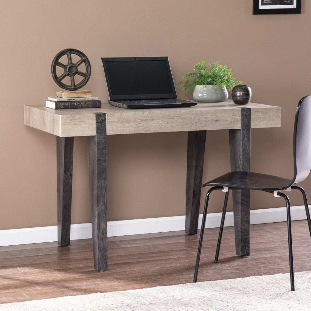 Modern Chunky Natural and Gray Wood Table Desk - Homeroots - Flyclothing LLC