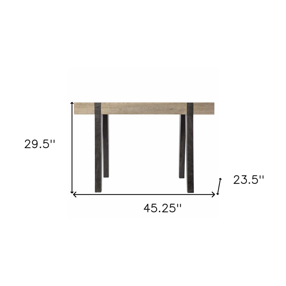 Modern Chunky Natural and Gray Wood Table Desk - Homeroots - Flyclothing LLC