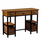 42" Gray And Black Writing Desk With Three Drawers - Homeroots