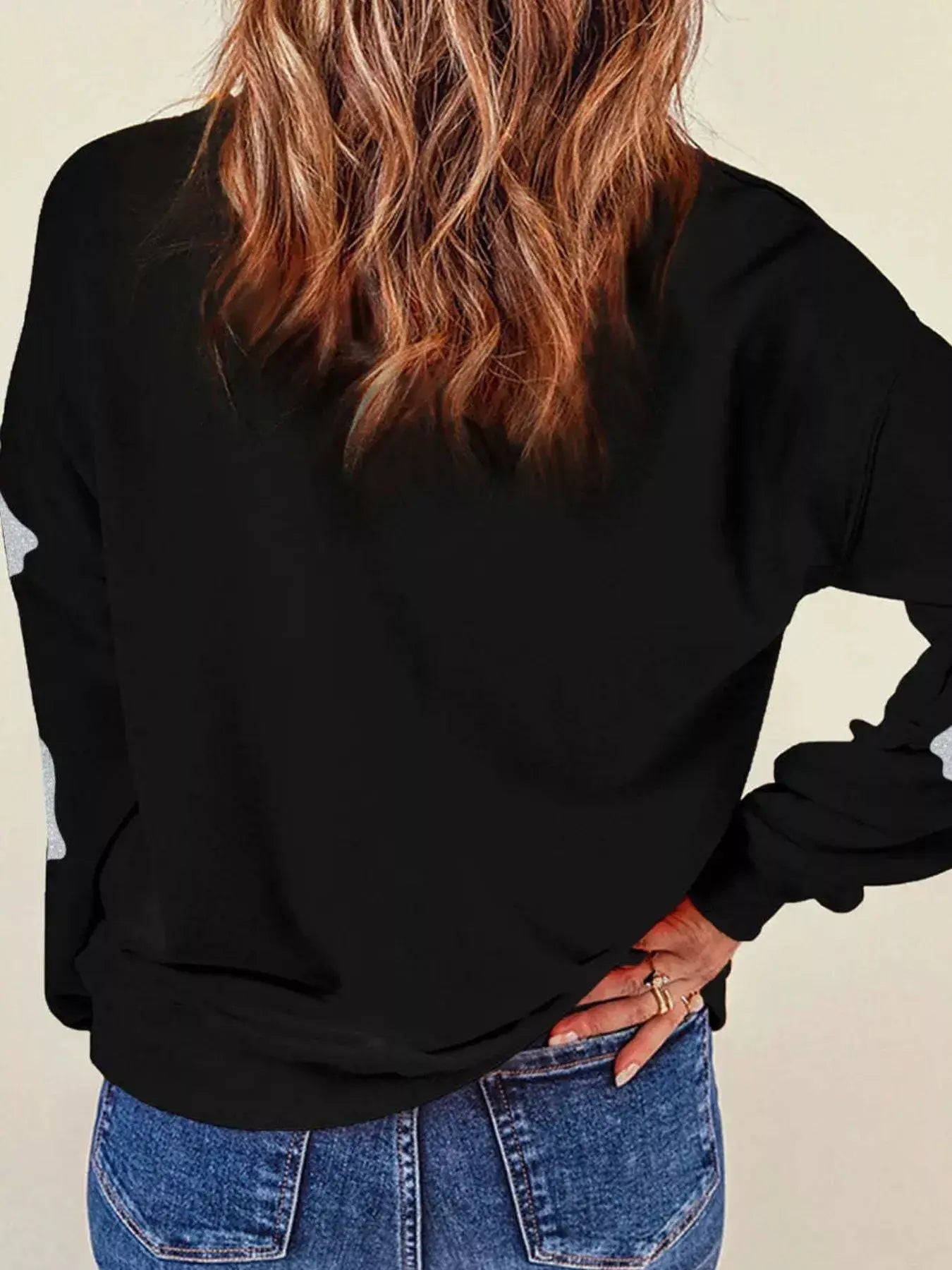 Halloween Sequin Round Neck Sweatshirt - Trendsi - Flyclothing LLC