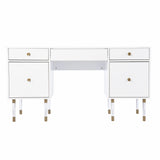 55" White Writing Desk With Four Drawers - Homeroots