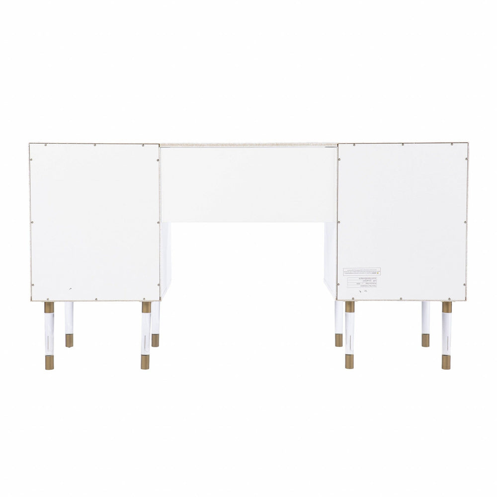 55" White Writing Desk With Four Drawers - Homeroots - Flyclothing LLC
