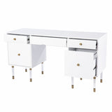 55" White Writing Desk With Four Drawers - Homeroots - Flyclothing LLC