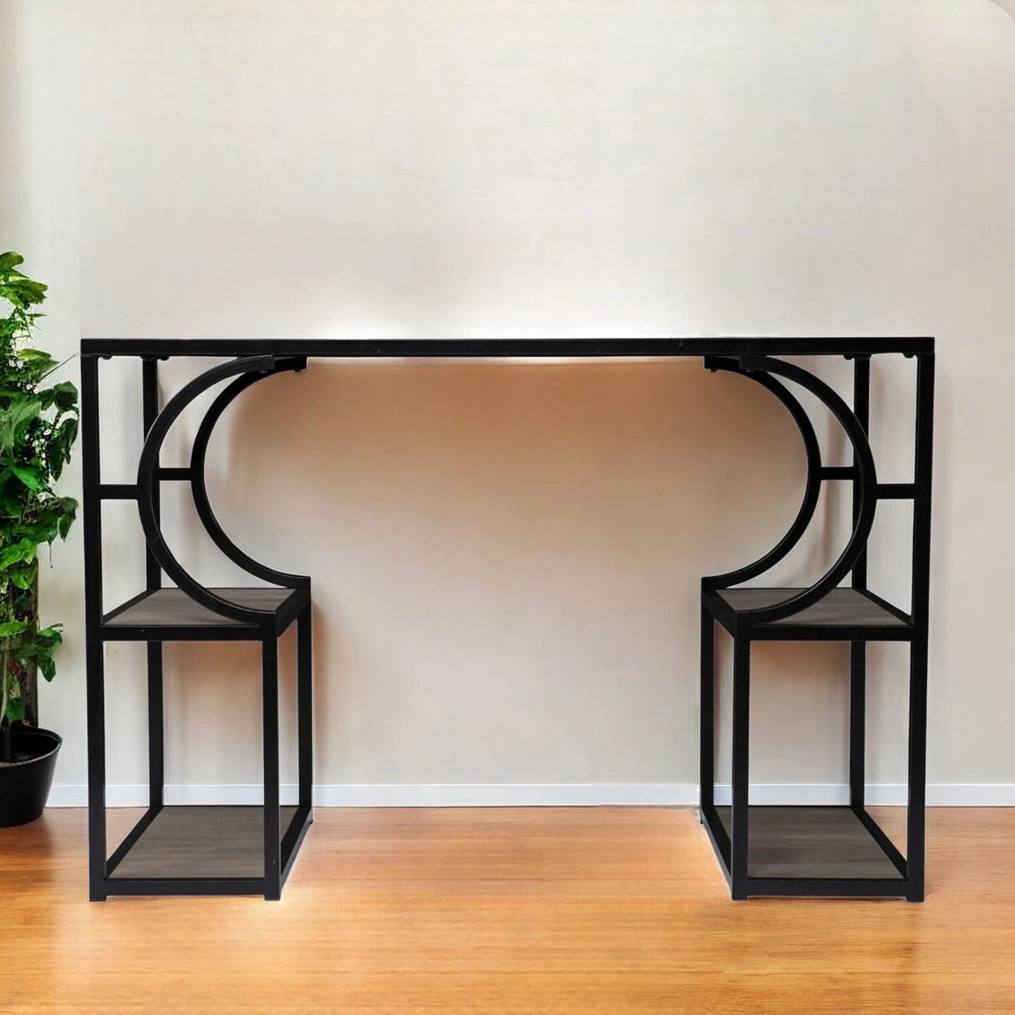 Wood and Iron Writing Desk with Storage - Homeroots - Flyclothing LLC