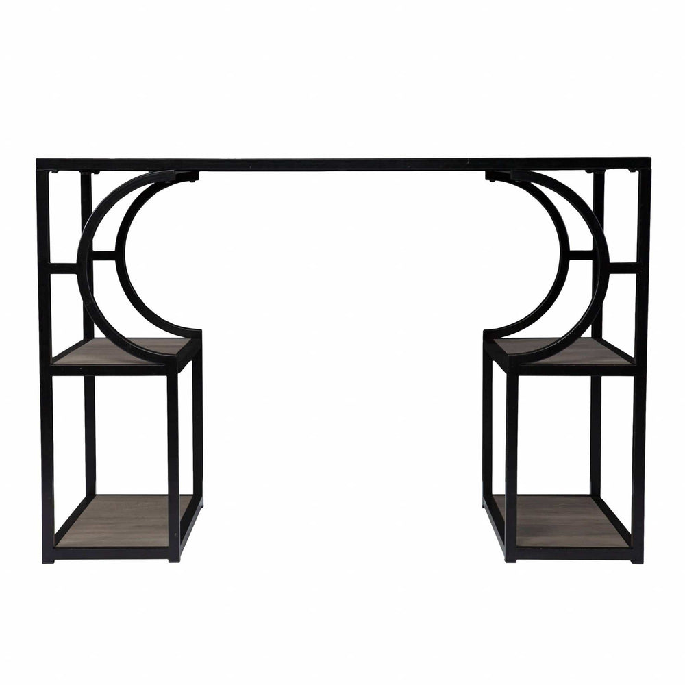 Wood and Iron Writing Desk with Storage - Homeroots - Flyclothing LLC