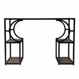 Wood and Iron Writing Desk with Storage - Homeroots