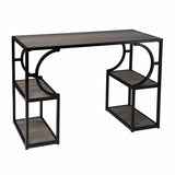 Wood and Iron Writing Desk with Storage - Homeroots - Flyclothing LLC