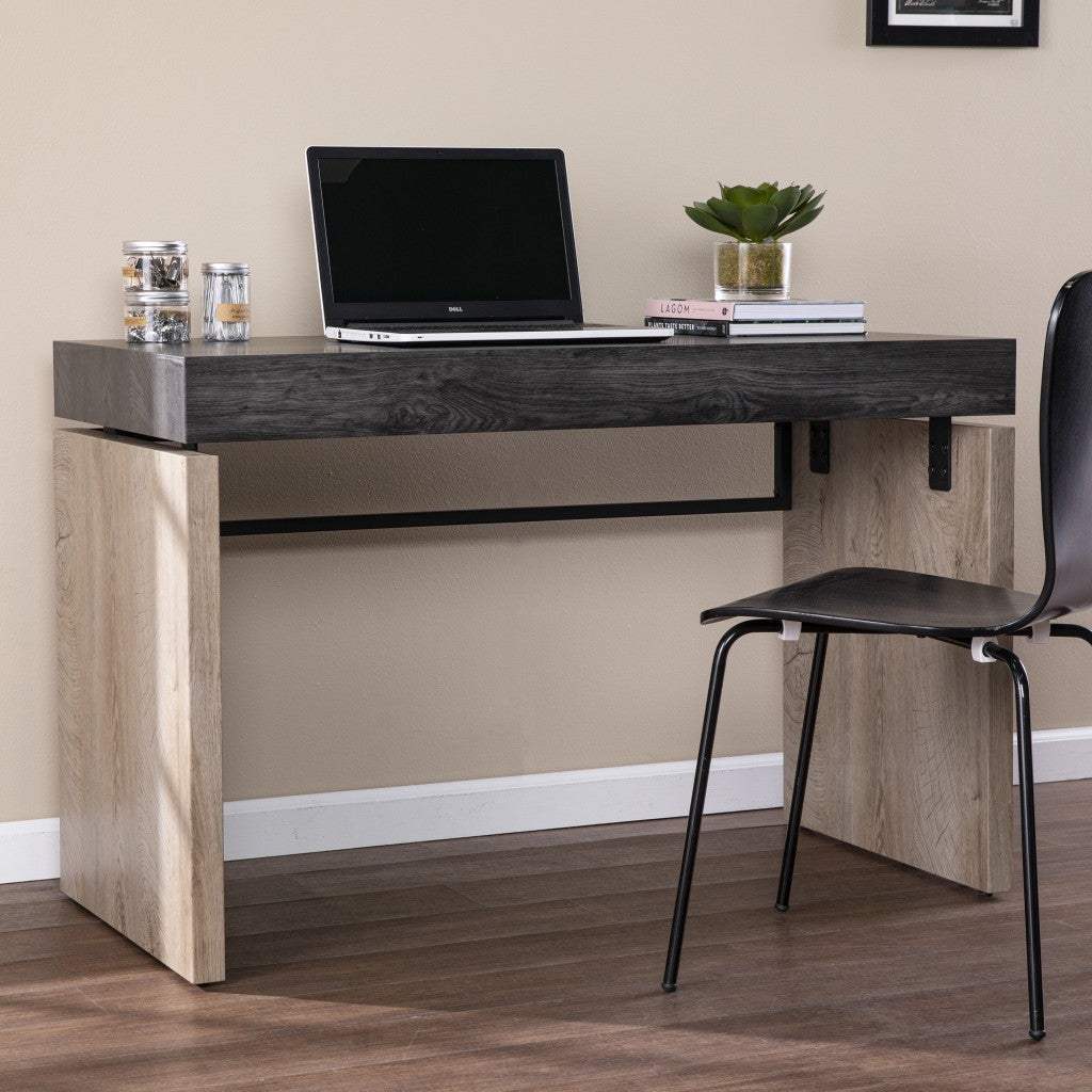 Black Wood and Iron Writing Desk - Homeroots - Flyclothing LLC