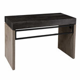 Black Wood and Iron Writing Desk - Homeroots - Flyclothing LLC