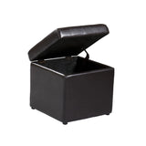 Five Piece Dark Brown Faux Leather Coffee Table and Storage Ottoman Set - Homeroots