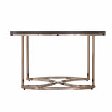 32" Champagne And Charcoal Manufactured Wood And Metal With Iron Round Coffee Table - Homeroots