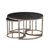 32" Champagne And Charcoal Manufactured Wood And Metal With Iron Round Coffee Table - Homeroots - Flyclothing LLC