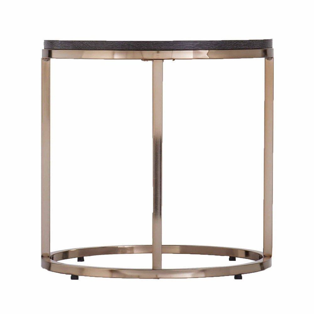32" Champagne And Charcoal Manufactured Wood And Metal With Iron Round Coffee Table - Homeroots - Flyclothing LLC