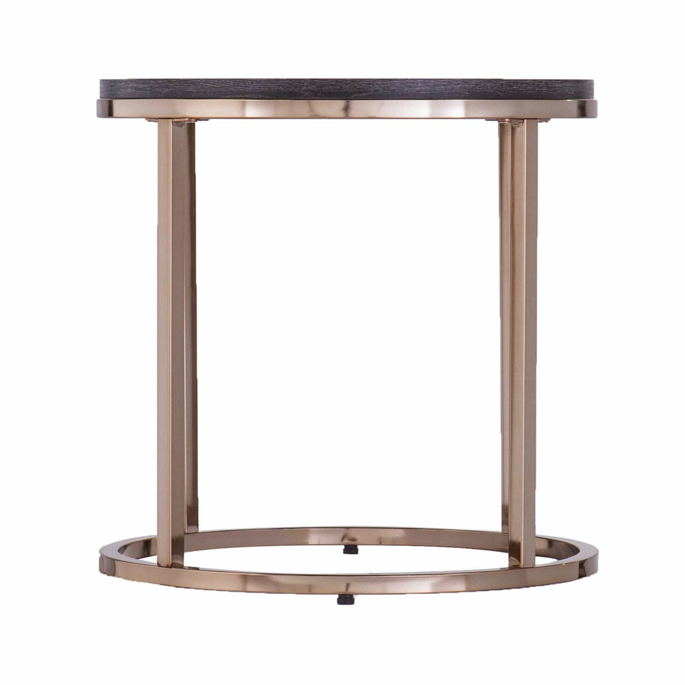 32" Champagne And Charcoal Manufactured Wood And Metal With Iron Round Coffee Table - Homeroots - Flyclothing LLC
