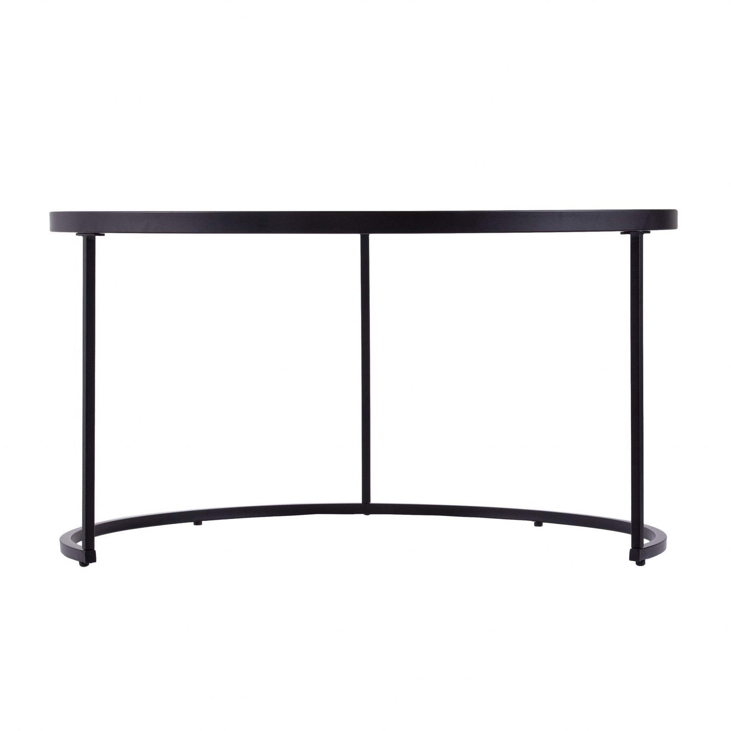 Set of Two Black And Silver Mirrored Round Nested Coffee Table Set - Homeroots - Flyclothing LLC
