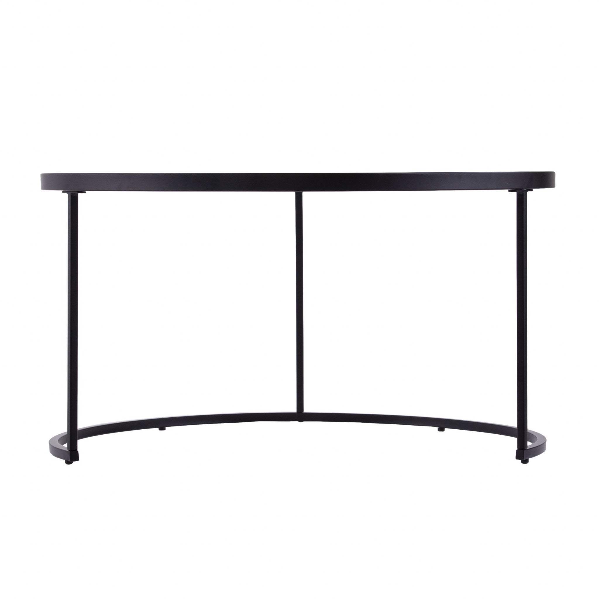 Set of Two Black And Silver Mirrored Round Nested Coffee Table Set - Homeroots - Flyclothing LLC
