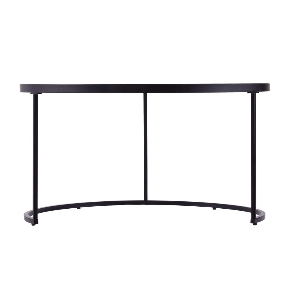 Set of Two Black And Silver Mirrored Round Nested Coffee Table Set - Homeroots - Flyclothing LLC