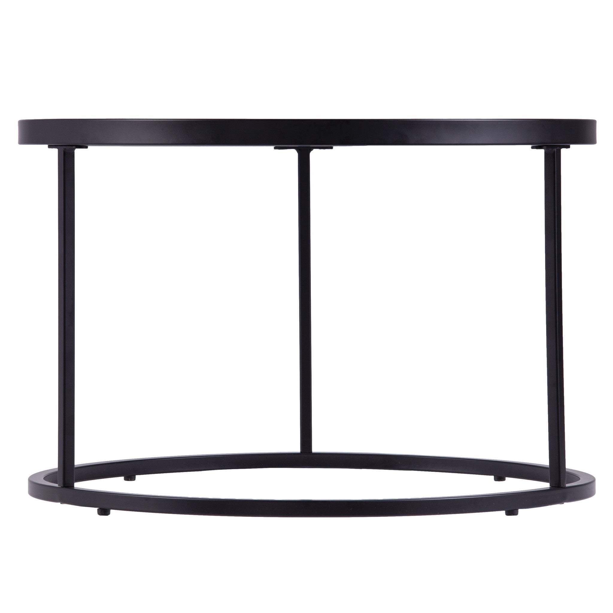 Set of Two Black And Silver Mirrored Round Nested Coffee Table Set - Homeroots - Flyclothing LLC
