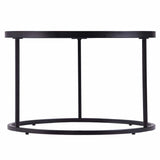 Set of Two Black And Silver Mirrored Round Nested Coffee Table Set - Homeroots