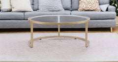 Set of Two Gold Glass Round Nested Coffee Tables - Homeroots
