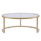 Set of Two Gold Glass Round Nested Coffee Tables - Homeroots