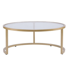 Set of Two Gold Glass Round Nested Coffee Tables - Homeroots
