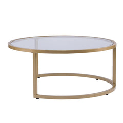 Set of Two Gold Glass Round Nested Coffee Tables - Homeroots