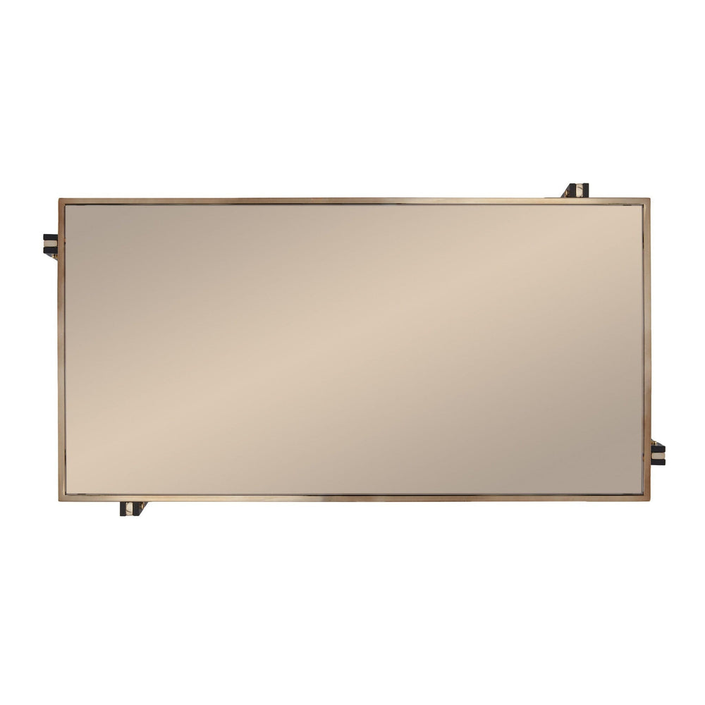 43" Champagne Mirrored And Metal Rectangular Mirrored Coffee Table - Homeroots - Flyclothing LLC