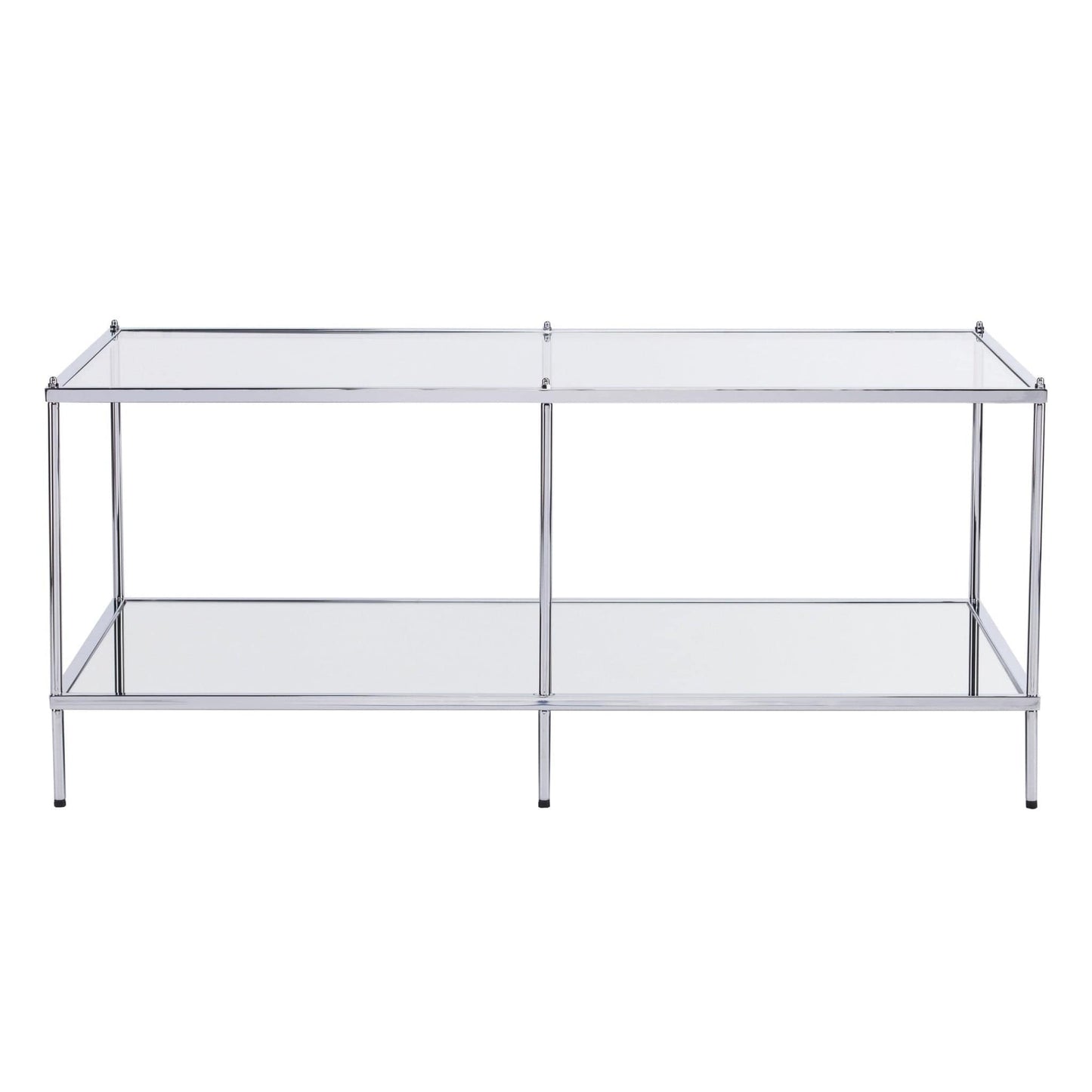 42" Chrome Glass And Metal Rectangular Mirrored Coffee Table - Homeroots - Flyclothing LLC