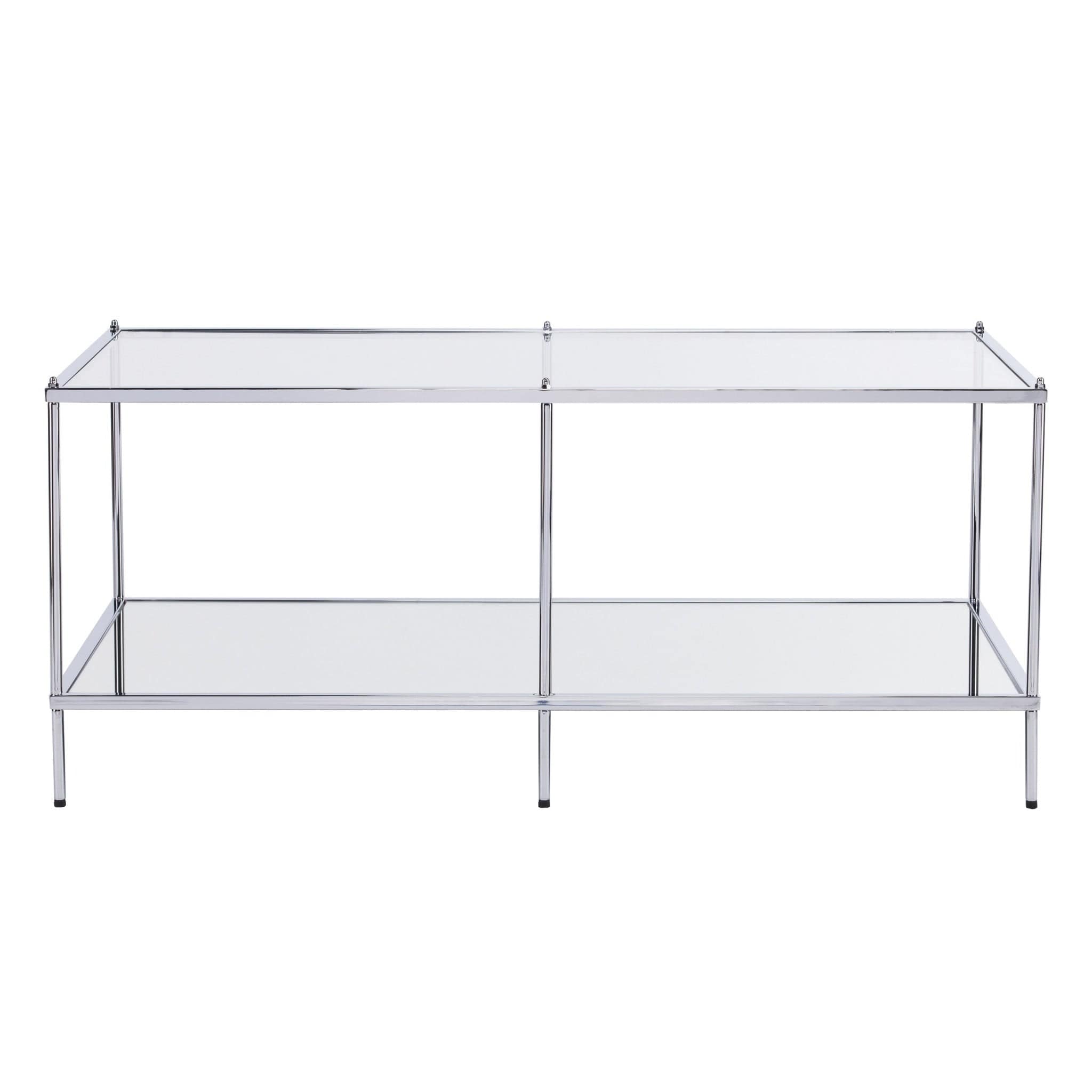 42" Chrome Glass And Metal Rectangular Mirrored Coffee Table - Homeroots - Flyclothing LLC