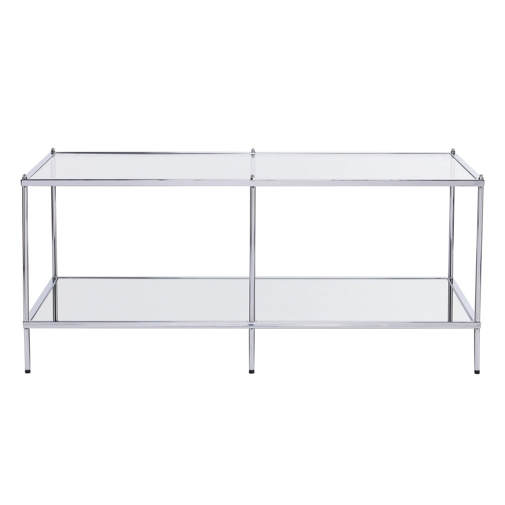 42" Chrome Glass And Metal Rectangular Mirrored Coffee Table - Homeroots - Flyclothing LLC