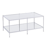 42" Chrome Glass And Metal Rectangular Mirrored Coffee Table - Homeroots