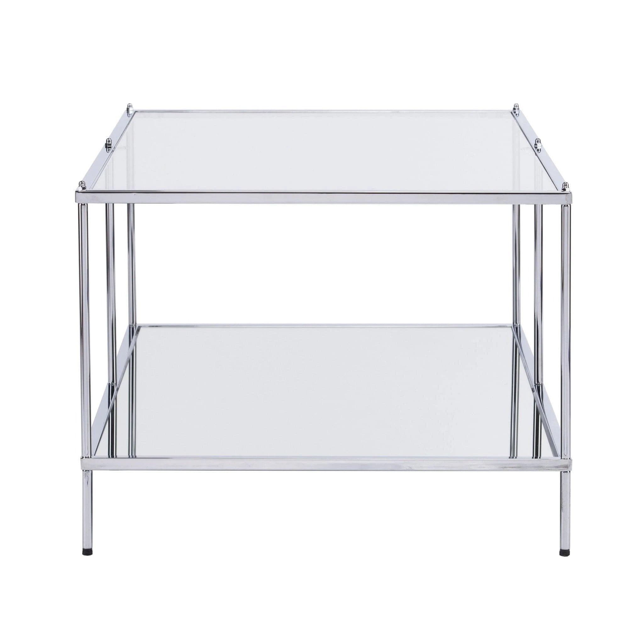 42" Chrome Glass And Metal Rectangular Mirrored Coffee Table - Homeroots - Flyclothing LLC